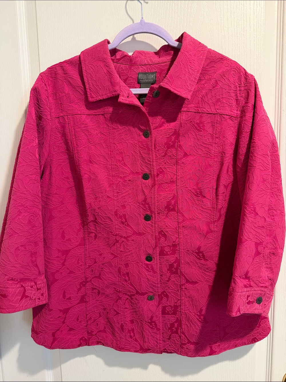 Women's Hot Pink Textured Button-Front Jacket